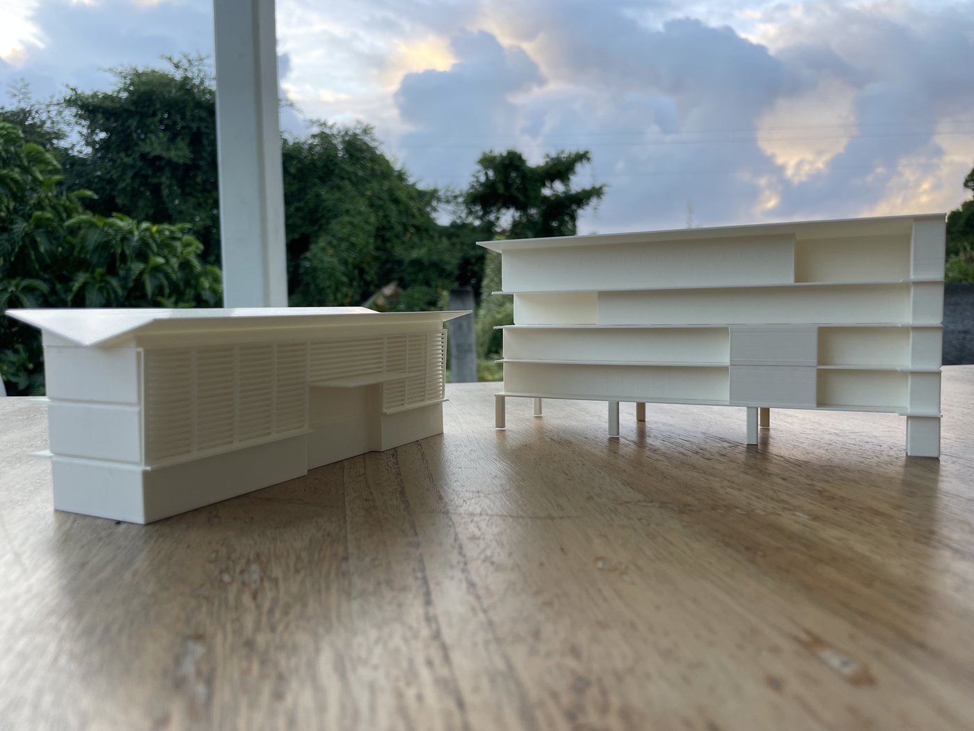 Maquette d'un bâtiment du projet d'aménagement, imprimée en 3D